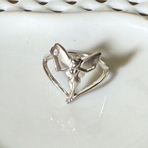 Vintage Disney 925 Sterling silver Tinker Bell Fairy Womens ring size 4